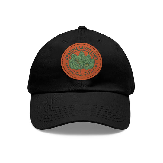 Kratom Saves Lives - Best Dad Hat with Custom Leather Patch