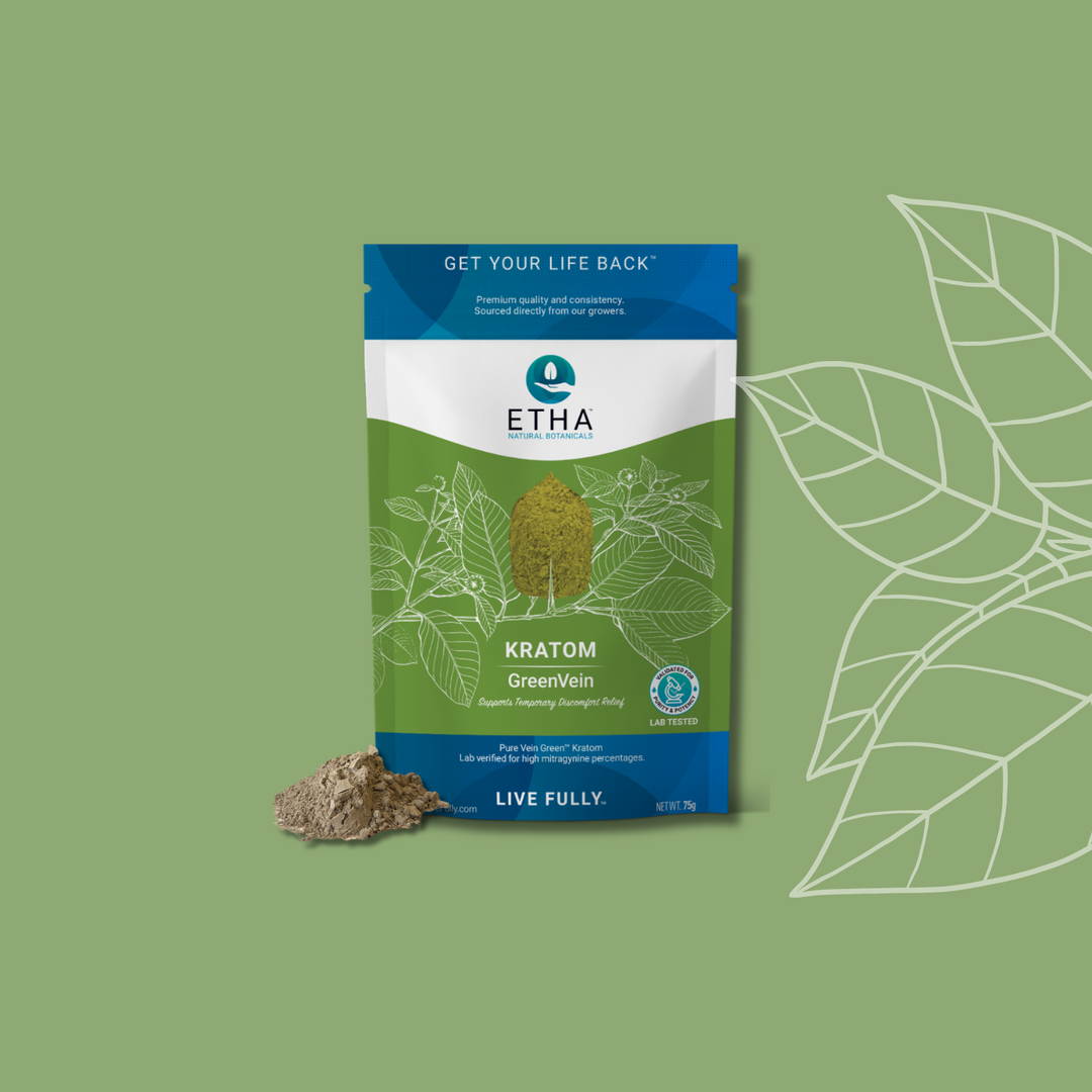 Green Pure Vein Kratom Powder - Relief - ETHA Natural Botanicals