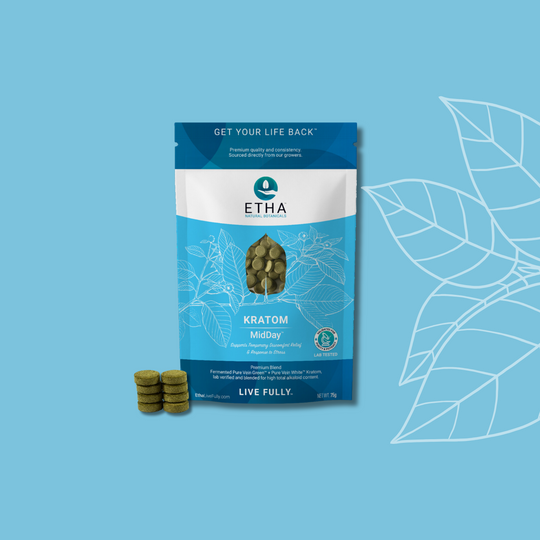 MidDay Gold™ Kratom Tablets - Focus & Stress - ETHA Natural Botanicals